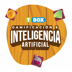 Título de blog: gamificación e inteligencia artificial con fondo de madera.