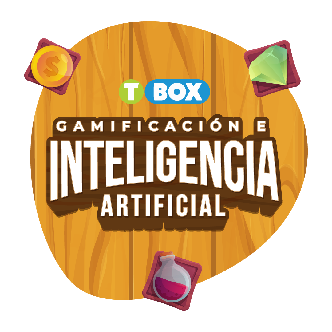 Título de blog: gamificación e inteligencia artificial con fondo de madera.