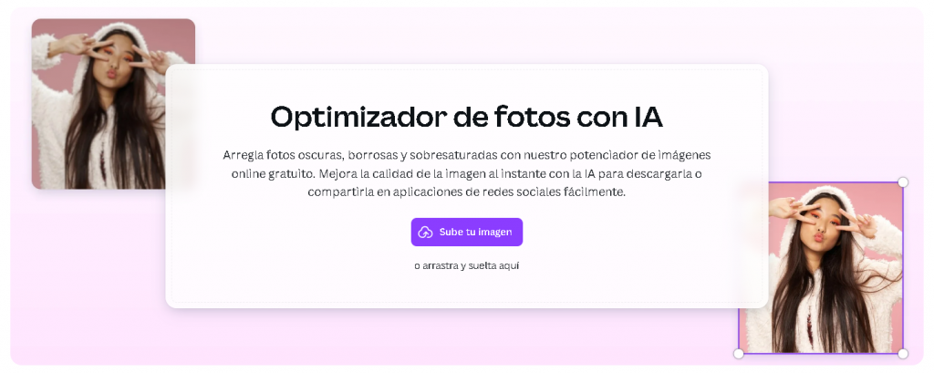 Recursos digitales: Optimizador de fotos con IA de Canva